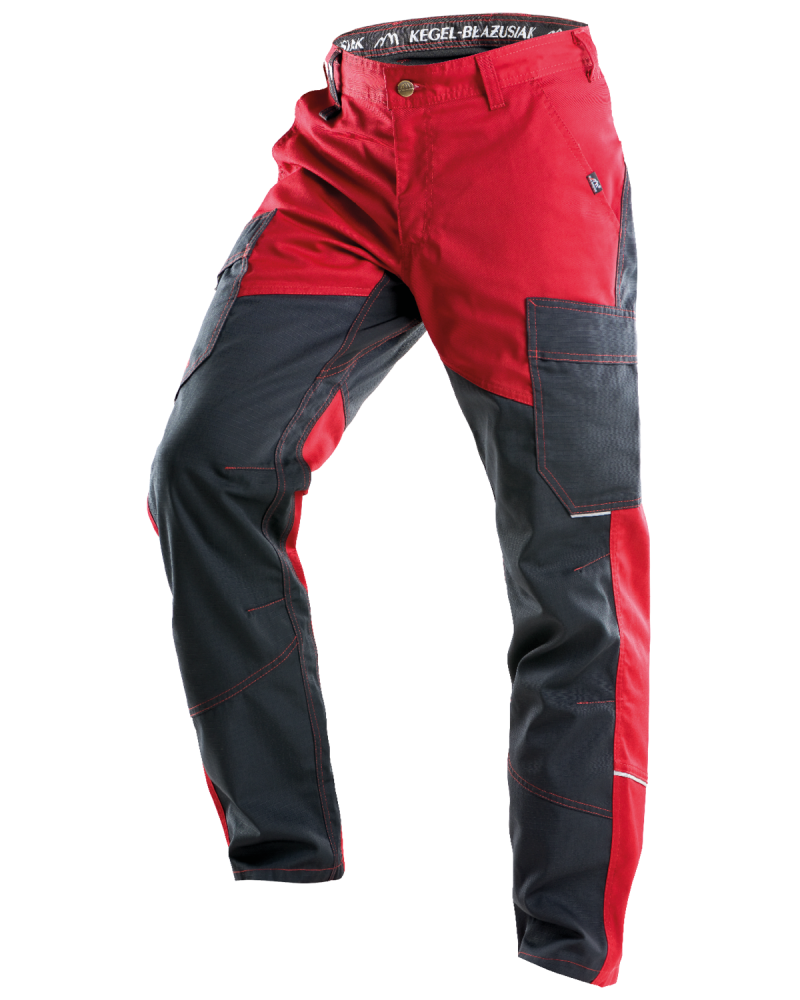 Spodnie robocze 5507 V-WORK, czarno-bordowe — lewy bok spodni