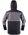 work softshell jacket with hood, grey-black - photo of the back with the hood on