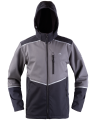 work softshell jacket with hood, grey-black - photo with hood on