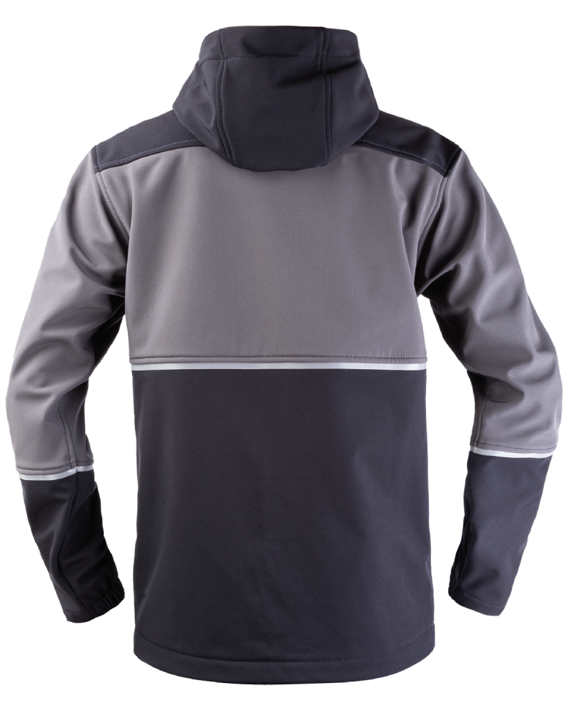 work softshell jacket with hood, grey-black - back