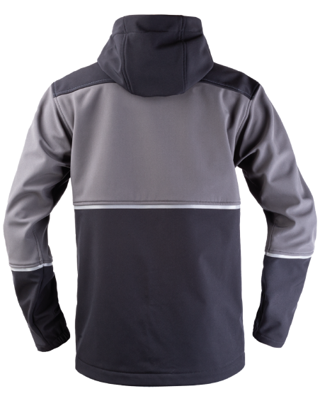 work softshell jacket with hood, grey-black - back