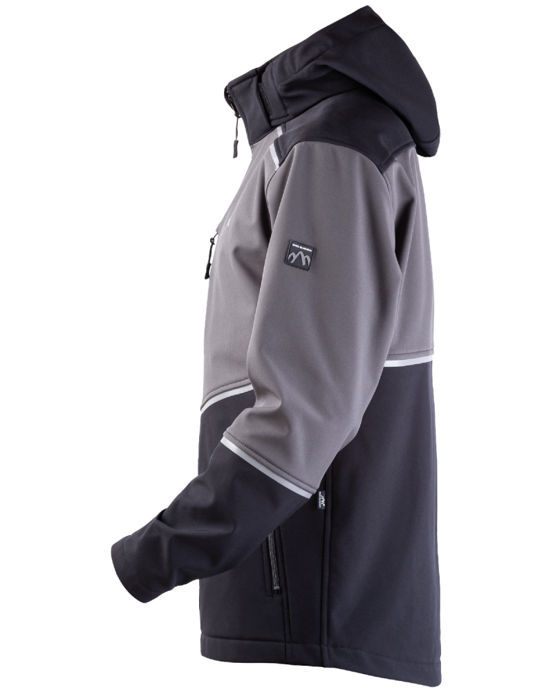 work softshell jacket with hood, grey-black - side