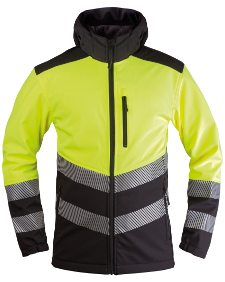 114V-WORK Safety Softshell Jacket (Hi-Vis Yellow/Black) - front