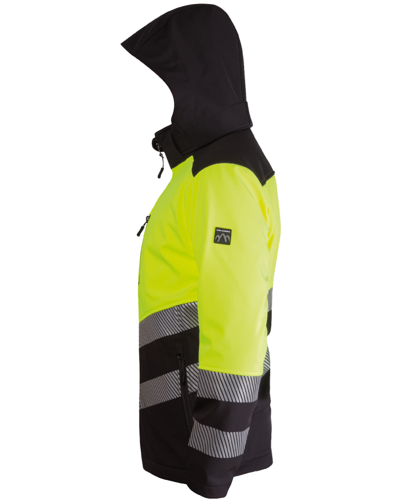 114V-WORK Safety Softshell Jacket Hooded  (Hi-Vis Yellow/Black) - left side