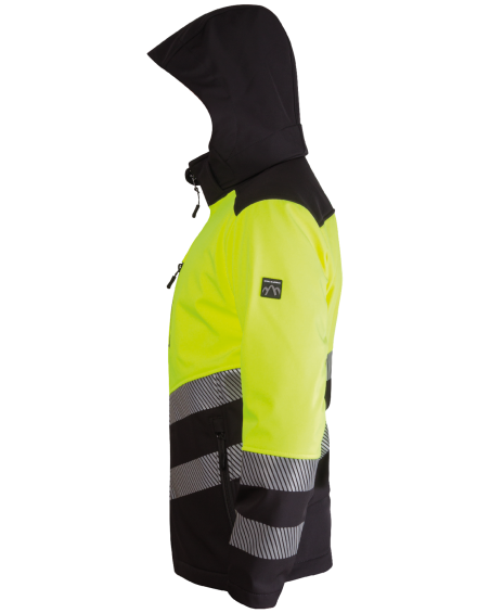 114V-WORK Safety Softshell Jacket Hooded  (Hi-Vis Yellow/Black) - left side