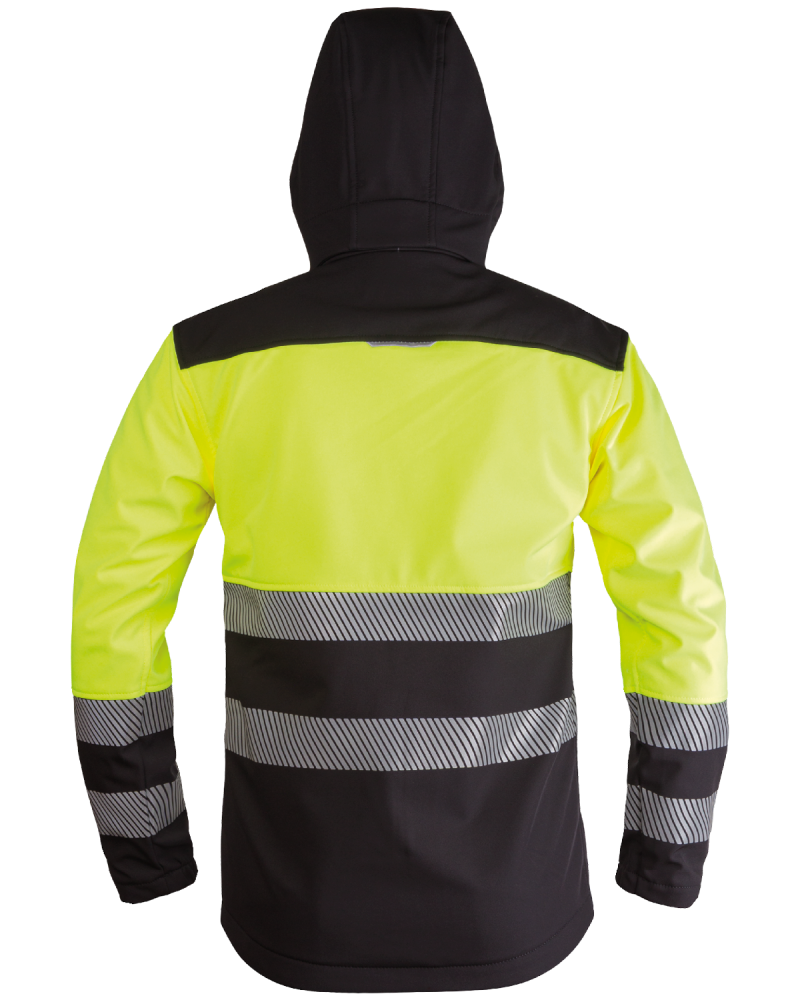 114V-WORK Safety Softshell Jacket Hooded  (Hi-Vis Yellow/Black) - back