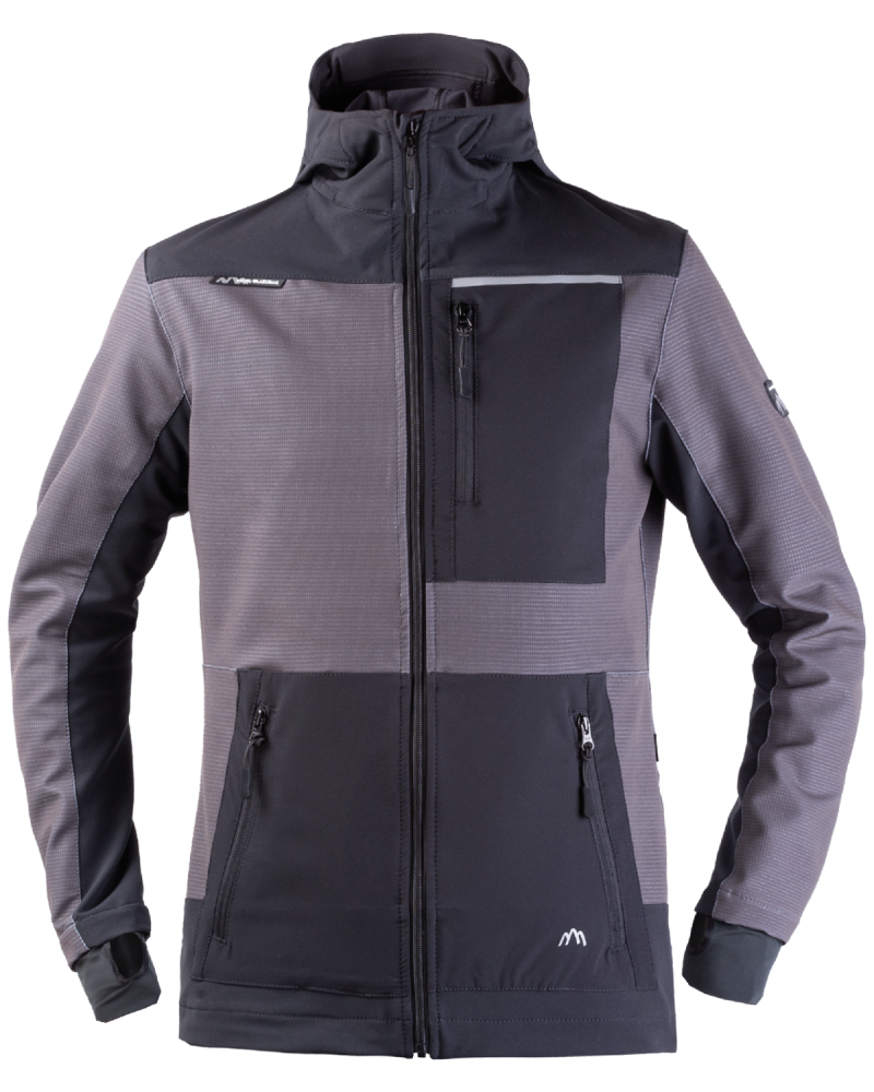303V STRETCH Hooded Work Jacket (grey-black) - Front