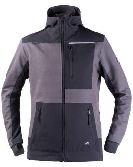 303V STRETCH Hooded Work Jacket (grey-black) - Front