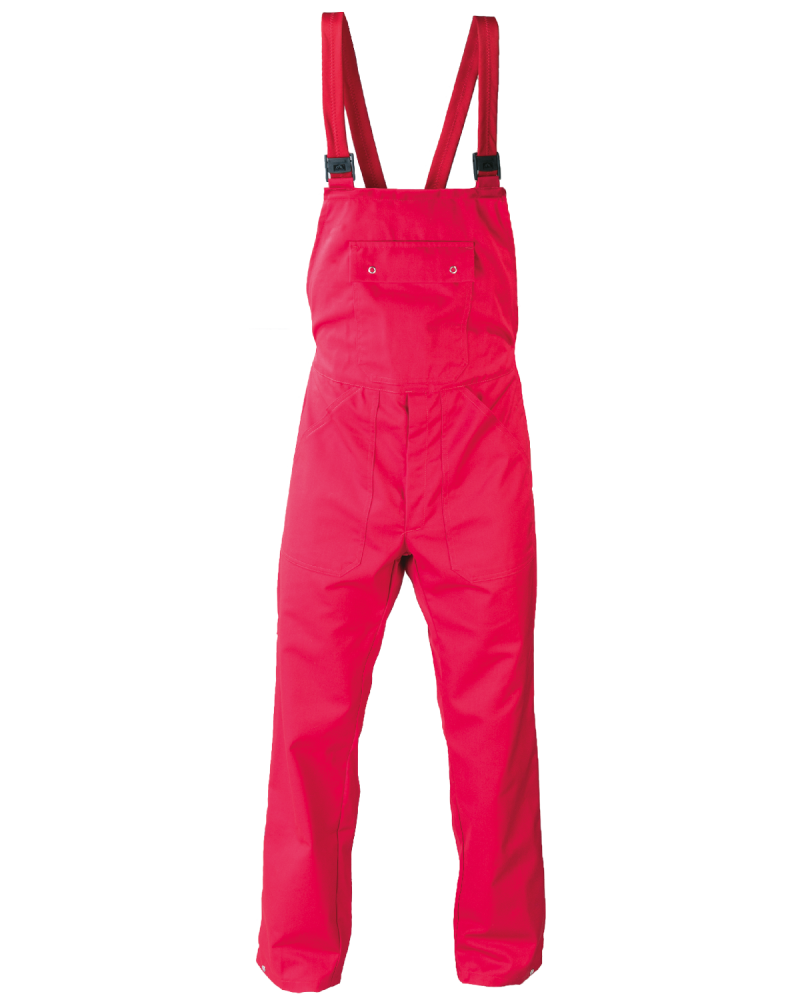 Ogrodniczki robocze 6015, czerwone - przód spodni