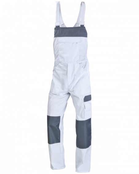 Ogrodniczki robocze WORK biało-szare - przód spodni