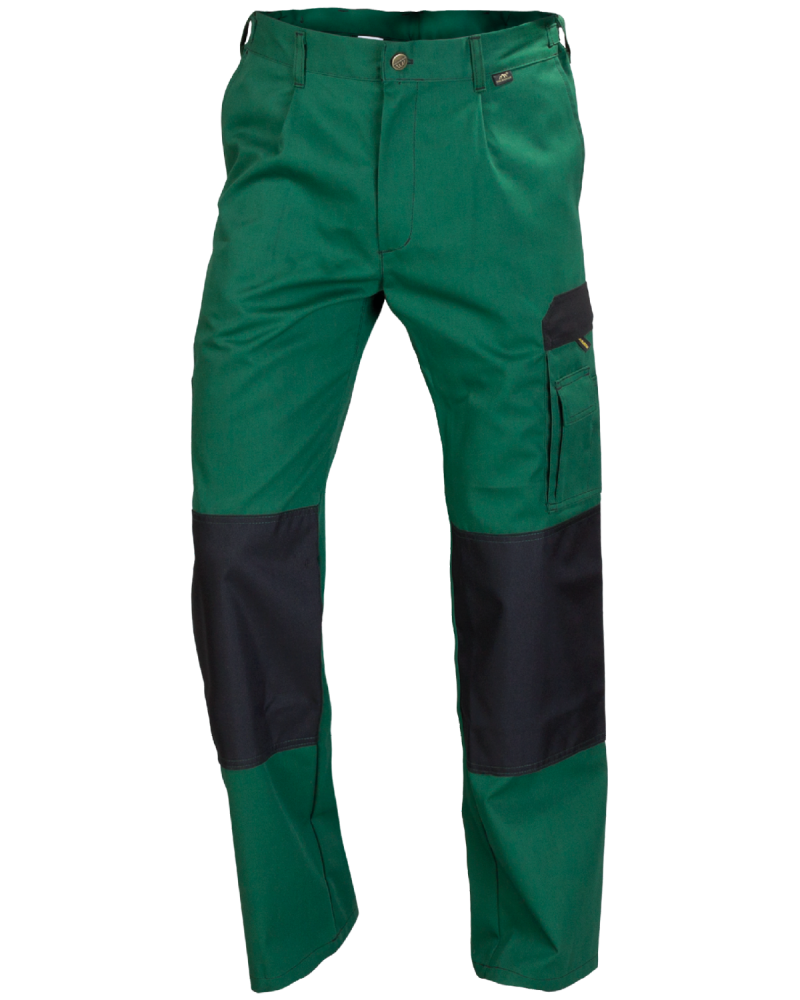 Spodnie robocze WORK, zielono-czarne - przód spodni