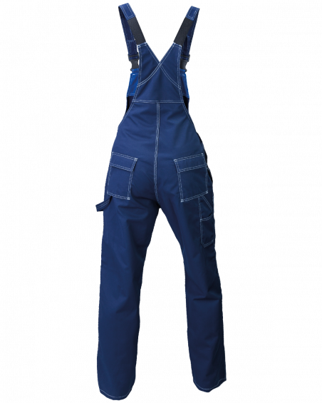 Ogrodniczki robocze TOP, granatowo-niebieskie - tył spodni