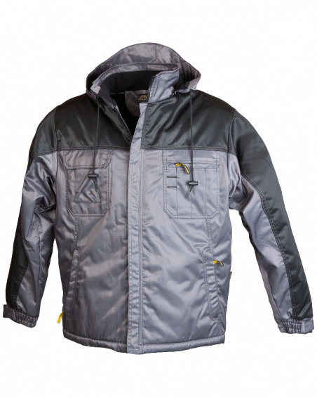 Kurtka ocieplana Work, szaro-czarna - przód kurtki