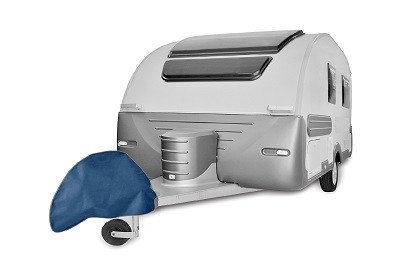 Protective cover for the drawbar of a caravan or transport trailer