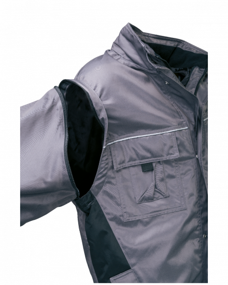 Kurtka zimowa Basto – 4w1, szaro-czarna - odpięte rękawy kurtki