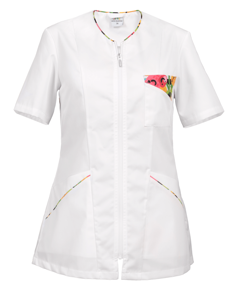 Bluza medyczna 359A - Krótki Rękaw KBT, biała - przód
