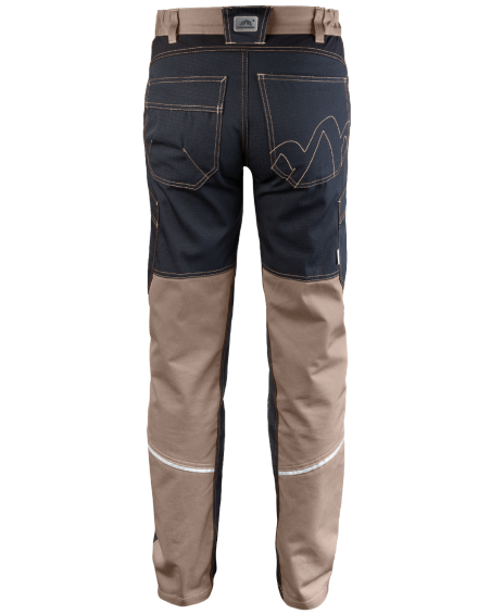 Spodnie damskie 5504/V-WORK, warsztatowe, czarno-brązowe - tył spodni