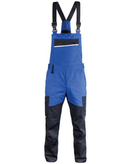 Ogrodniczki robocze budowlane 6507/V-WORK, czarno-niebieskie