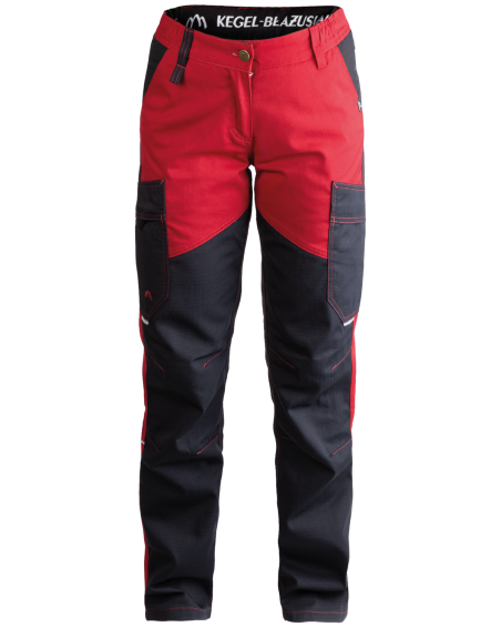 Spodnie damskie robocze 5504/V-WORK czarno-bordowe - przód spodni