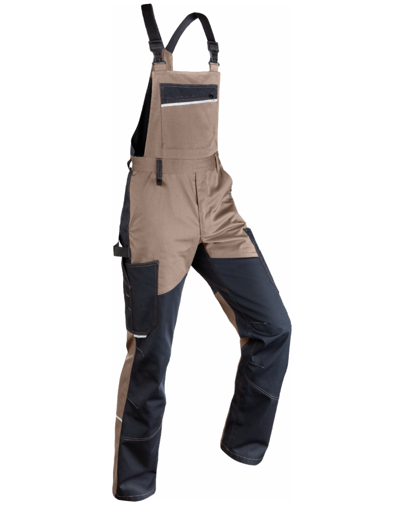 Ogrodniczki robocze 6507/V-WORK czarno-brązowe - bok