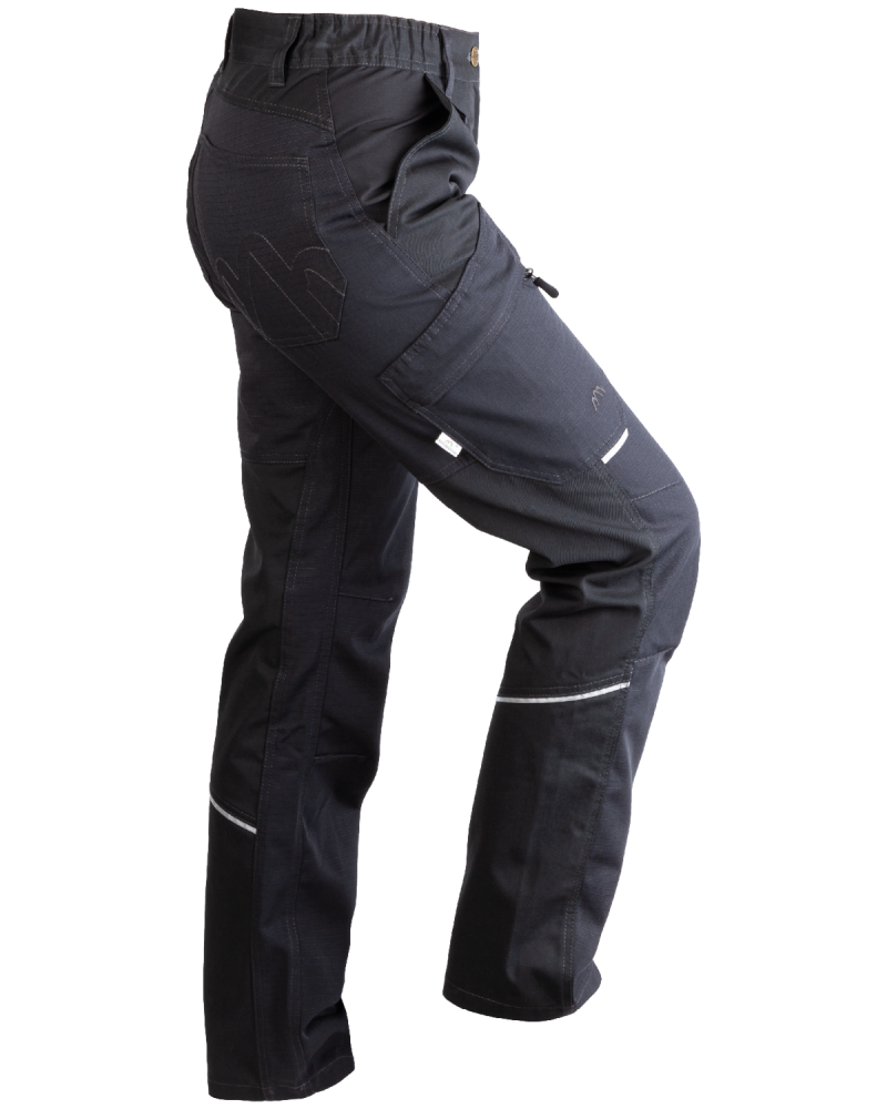 Spodnie damskie 5504/V-WORK do pracy czarne - prawy bok spodni z uniesionym kolanem