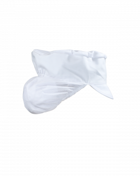 0118 Bakers Cap with Snood (White)