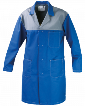 Fartuch roboczy PROFI, niebiesko-szary - przód fartucha