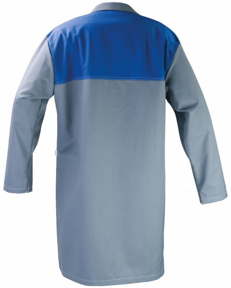Fartuch roboczy PROFI, szaro-niebieskie - tył fartucha