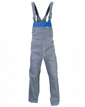 Ogrodniczki PROFI, szaro-niebieskie - przód spodni