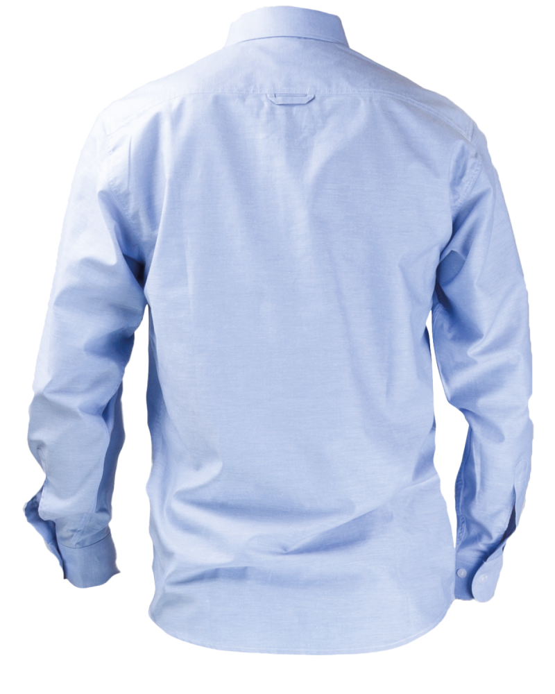 Koszula męska – długi rękaw, błękitna - tył koszuli