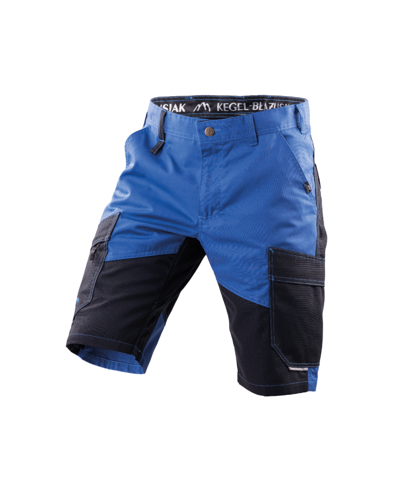 Krótkie spodenki z odblaskami czarno-niebieskie — lewy bok spodenek