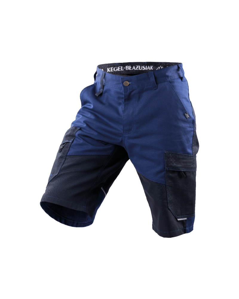 Krótkie spodenki z odblaskami, granatowo-czarne — lewy bok spodni