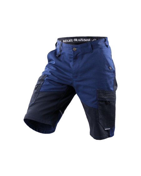 Krótkie spodenki z odblaskami, granatowo-czarne — lewy bok spodni