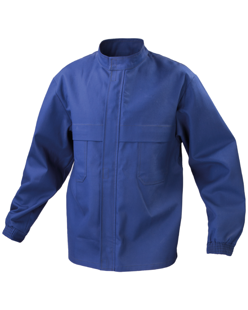 Bluza trudnopalna, dla spawaczy, antyelektrostatyczna, granatowa — przód bluzy
