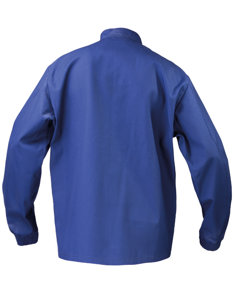 Bluza trudnopalna, dla spawaczy, antyelektrostatyczna, granatowa — tył bluzy