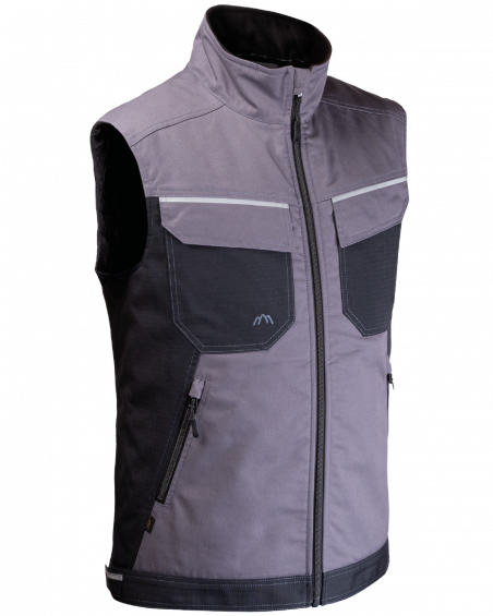 Kamizelka ocieplana 2506 z odblaskami V-WORK (Szary/Czarny) - bok