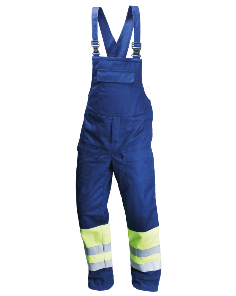 Ogrodniczki ocieplane Hi-vis multiochronne (Granatowy/Żółty Hi-Vis) - przód
