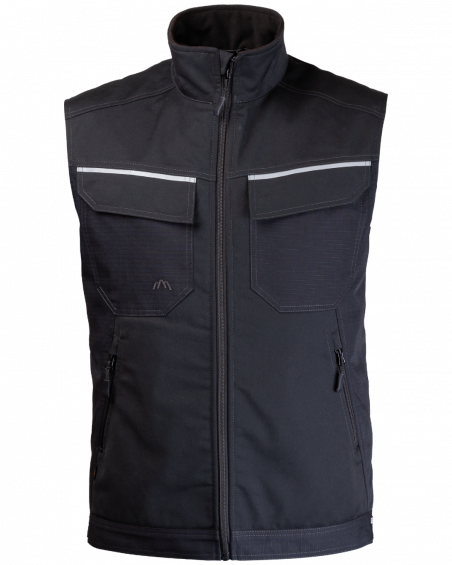 Kamizelka ocieplana 2506 z odblaskami V-WORK (Czarny) - przód