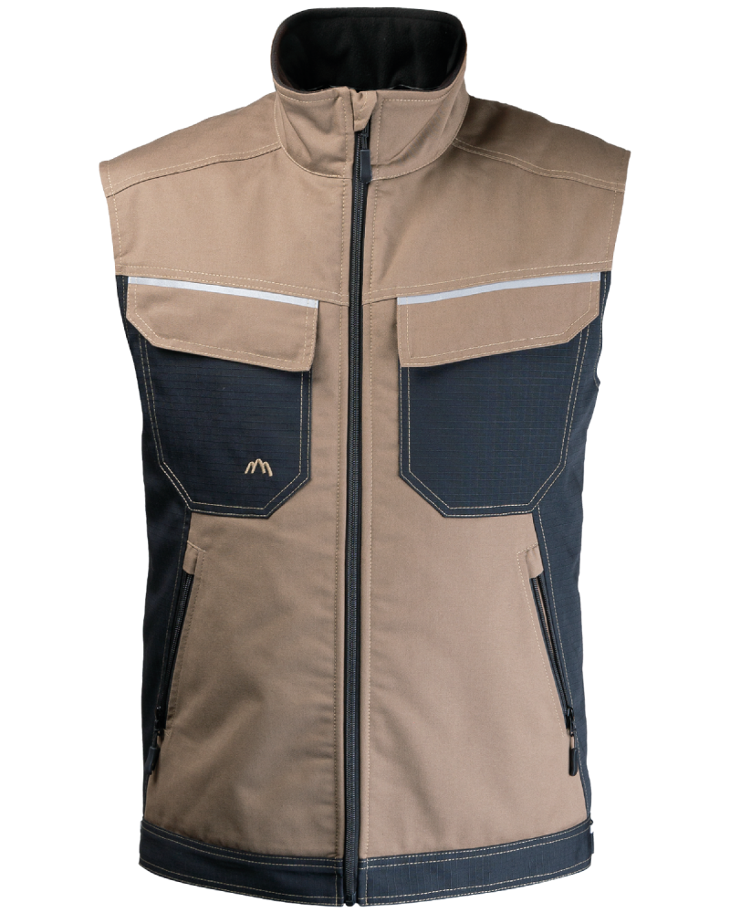 Kamizelka ocieplana 2506 z odblaskami V-WORK (Brązowy/Czarny) - przód