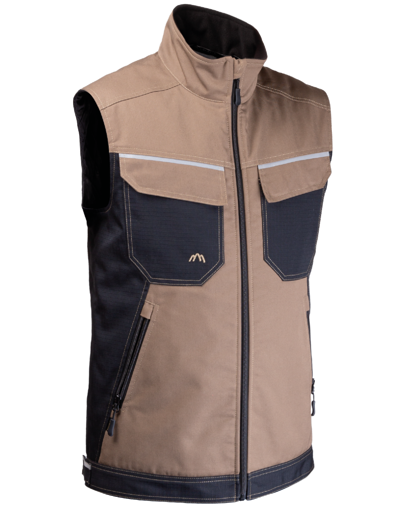 Kamizelka ocieplana 2506 z odblaskami V-WORK (Brązowy/Czarny) - bok