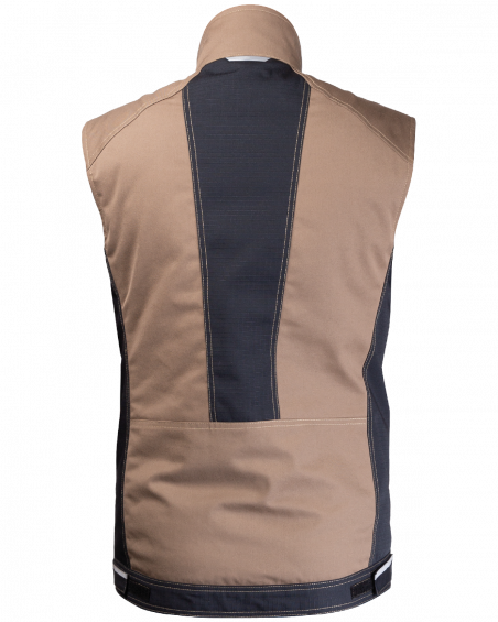 Kamizelka ocieplana 2506 z odblaskami V-WORK (Brązowy/Czarny) - tył