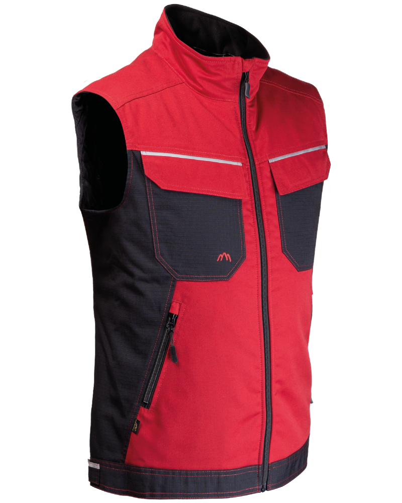 Kamizelka ocieplana 2506 z odblaskami V-WORK (Bordowy/Czarny) - bok