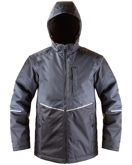 123A Winter Jacket Hooded (Grey/Black) - front
