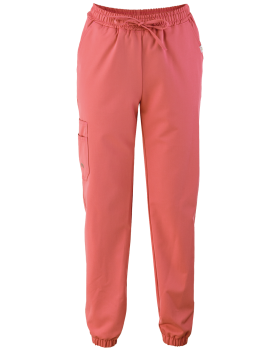Women's trousers, salmon joggers with elasticated waistband - front