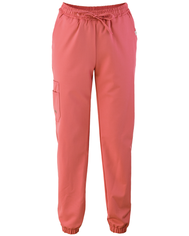 Women's trousers, salmon joggers with elasticated waistband - front