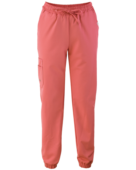 Women's trousers, salmon joggers with elasticated waistband - front
