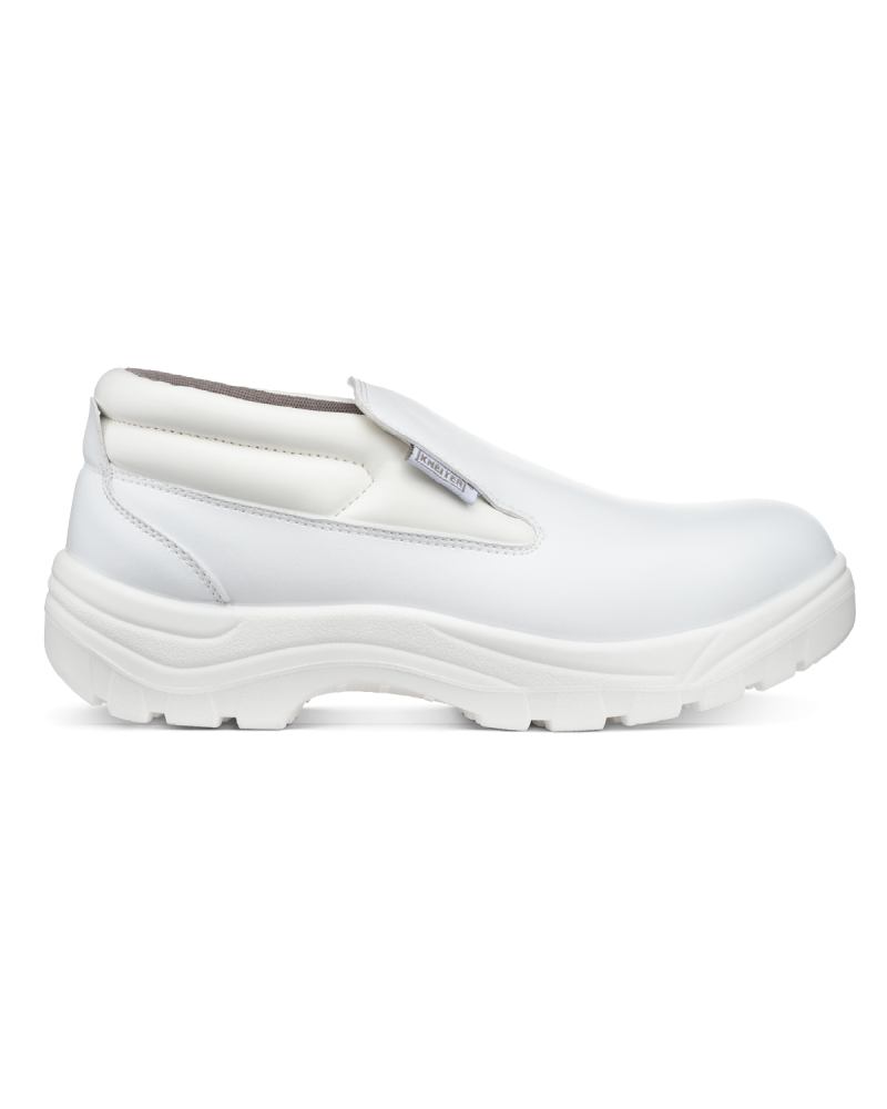 Trzewiki ochronne Haccp Albi, białe robocze — prawy bok buta